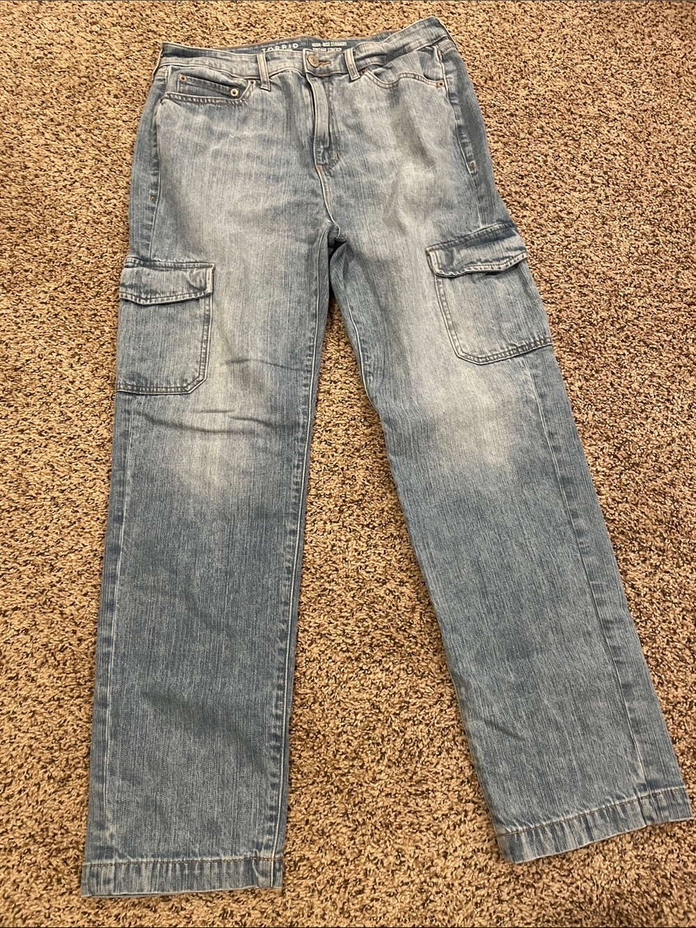 torrid Light Blue High-Rise Cargo Jeans L55